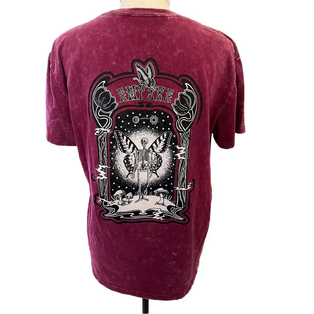 Empyre Zumiez T Shirt | Red Acid Wash Short Sleeve Tee Shirt